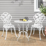 Furniture > Outdoor - Gardeon Outdoor Furniture Chairs Table 3pc Aluminium Bistro White - Garden Yard