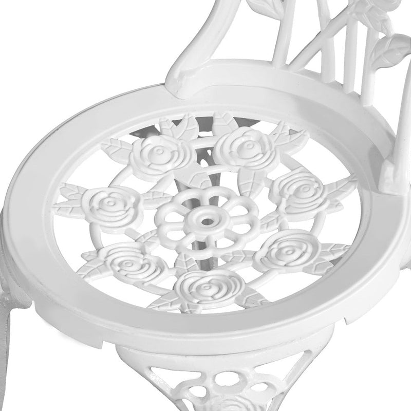 Furniture > Outdoor - Gardeon Outdoor Furniture Chairs Table 3pc Aluminium Bistro White - Garden Yard