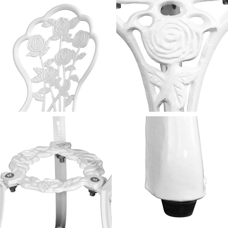 Furniture > Outdoor - Gardeon Outdoor Furniture Chairs Table 3pc Aluminium Bistro White - Garden Yard