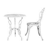 Furniture > Outdoor - Gardeon Outdoor Furniture Chairs Table 3pc Aluminium Bistro White - Garden Yard