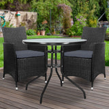 Furniture > Outdoor - Gardeon Outdoor Furniture Dining Chair Table Bistro Set Wicker Patio Setting Tea Coffee Cafe Bar Set - Garden Yard