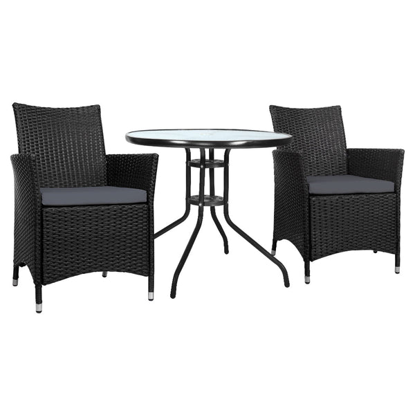 Furniture > Outdoor - Gardeon Outdoor Furniture Dining Chair Table Bistro Set Wicker Patio Setting Tea Coffee Cafe Bar Set - Garden Yard
