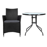 Furniture > Outdoor - Gardeon Outdoor Furniture Dining Chair Table Bistro Set Wicker Patio Setting Tea Coffee Cafe Bar Set - Garden Yard