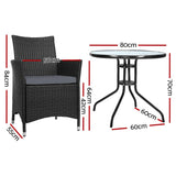 Furniture > Outdoor - Gardeon Outdoor Furniture Dining Chair Table Bistro Set Wicker Patio Setting Tea Coffee Cafe Bar Set - Garden Yard
