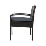 Furniture > Outdoor - Gardeon Outdoor Furniture Dining Chairs Wicker Garden Patio Cushion Black 3PCS Sofa Set Tea Coffee Cafe Bar Set - Garden Yard