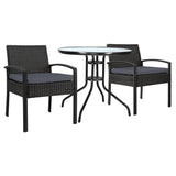 Furniture > Outdoor - Gardeon Outdoor Furniture Dining Chairs Wicker Garden Patio Cushion Black 3PCS Sofa Set Tea Coffee Cafe Bar Set - Garden Yard