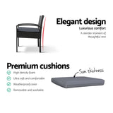 Furniture > Outdoor - Gardeon Outdoor Furniture Dining Chairs Wicker Garden Patio Cushion Black 3PCS Sofa Set Tea Coffee Cafe Bar Set - Garden Yard