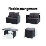 Furniture > Outdoor - Gardeon Outdoor Furniture Dining Setting Sofa Set Lounge Wicker 9 Seater Black - Garden Yard