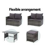 Furniture > Outdoor - Gardeon Outdoor Furniture Dining Setting Sofa Set Lounge Wicker 9 Seater Mixed Grey - Garden Yard