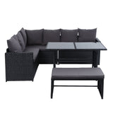 Furniture > Outdoor - Gardeon Outdoor Furniture Dining Setting Sofa Set Wicker 8 Seater Storage Cover Black - Garden Yard