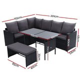 Furniture > Outdoor - Gardeon Outdoor Furniture Dining Setting Sofa Set Wicker 8 Seater Storage Cover Black - Garden Yard