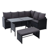 Furniture > Outdoor - Gardeon Outdoor Furniture Dining Setting Sofa Set Wicker 8 Seater Storage Cover Black - Garden Yard