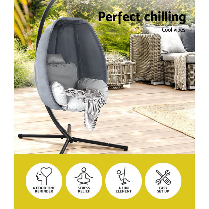 Furniture > Outdoor - Gardeon Outdoor Furniture Egg Hammock Hanging Swing Chair Pod Lounge Chairs - Garden Yard