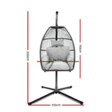 Furniture > Outdoor - Gardeon Outdoor Furniture Egg Hammock Hanging Swing Chair Stand Pod Wicker Grey - Garden Yard