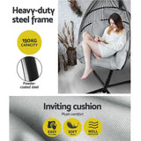 Furniture > Outdoor - Gardeon Outdoor Furniture Egg Hammock Hanging Swing Chair Stand Pod Wicker Grey - Garden Yard