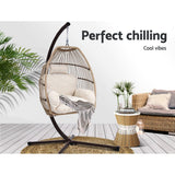 Furniture > Outdoor - Gardeon Outdoor Furniture Egg Hanging Swing Chair Stand Wicker Rattan Hammock - Garden Yard