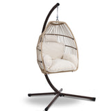 Furniture > Outdoor - Gardeon Outdoor Furniture Egg Hanging Swing Chair Stand Wicker Rattan Hammock - Garden Yard