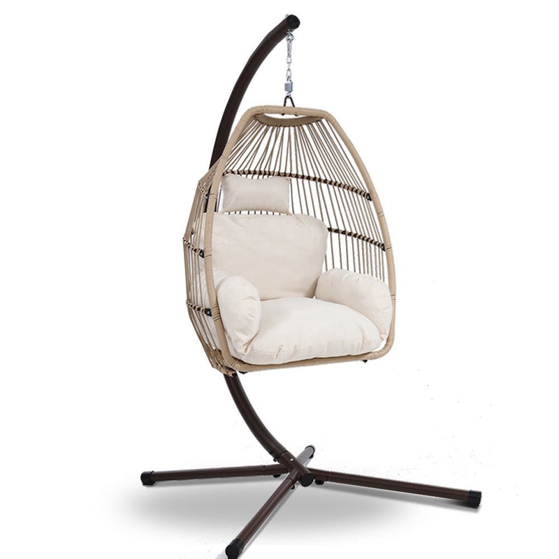 Furniture > Outdoor - Gardeon Outdoor Furniture Egg Hanging Swing Chair Stand Wicker Rattan Hammock - Garden Yard