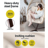 Furniture > Outdoor - Gardeon Outdoor Furniture Egg Hanging Swing Chair Stand Wicker Rattan Hammock - Garden Yard