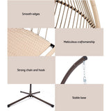 Furniture > Outdoor - Gardeon Outdoor Furniture Egg Hanging Swing Chair Stand Wicker Rattan Hammock - Garden Yard
