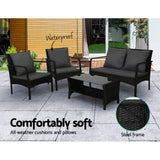 Furniture > Outdoor - Gardeon Outdoor Furniture Lounge Table Chairs Garden Patio Wicker Sofa Set - Garden Yard