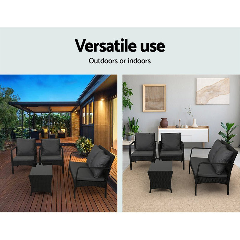 Furniture > Outdoor - Gardeon Outdoor Furniture Lounge Table Chairs Garden Patio Wicker Sofa Set - Garden Yard