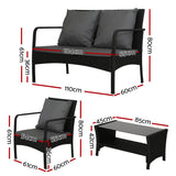 Furniture > Outdoor - Gardeon Outdoor Furniture Lounge Table Chairs Garden Patio Wicker Sofa Set - Garden Yard