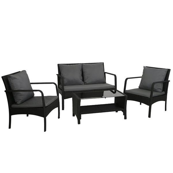 Furniture > Outdoor - Gardeon Outdoor Furniture Lounge Table Chairs Garden Patio Wicker Sofa Set - Garden Yard