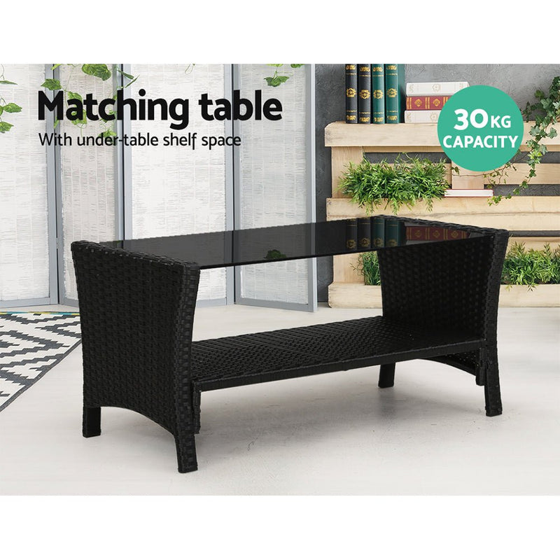 Furniture > Outdoor - Gardeon Outdoor Furniture Lounge Table Chairs Garden Patio Wicker Sofa Set - Garden Yard