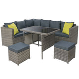 Furniture > Outdoor - Gardeon Outdoor Furniture Patio Set Dining Sofa Table Chair Lounge Garden Wicker Grey - Garden Yard