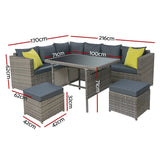Furniture > Outdoor - Gardeon Outdoor Furniture Patio Set Dining Sofa Table Chair Lounge Garden Wicker Grey - Garden Yard