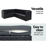 Furniture > Outdoor - Gardeon Outdoor Furniture Patio Set Dining Sofa Table Chair Lounge Wicker Garden Black - Garden Yard