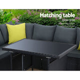Furniture > Outdoor - Gardeon Outdoor Furniture Patio Set Dining Sofa Table Chair Lounge Wicker Garden Black - Garden Yard