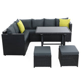 Furniture > Outdoor - Gardeon Outdoor Furniture Patio Set Dining Sofa Table Chair Lounge Wicker Garden Black - Garden Yard