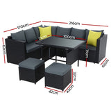 Furniture > Outdoor - Gardeon Outdoor Furniture Patio Set Dining Sofa Table Chair Lounge Wicker Garden Black - Garden Yard