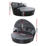 Furniture > Outdoor - Gardeon Outdoor Lounge Setting Patio Furniture Sofa Wicker Garden Rattan Set Day Bed Black - Garden Yard