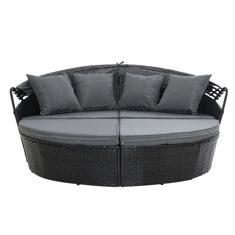 Furniture > Outdoor - Gardeon Outdoor Lounge Setting Patio Furniture Sofa Wicker Garden Rattan Set Day Bed Black - Garden Yard