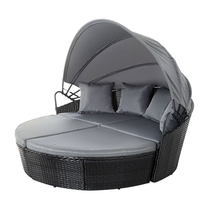 Furniture > Outdoor - Gardeon Outdoor Lounge Setting Patio Furniture Sofa Wicker Garden Rattan Set Day Bed Black - Garden Yard