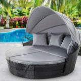 Furniture > Outdoor - Gardeon Outdoor Lounge Setting Patio Furniture Sofa Wicker Garden Rattan Set Day Bed Black - Garden Yard