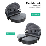Furniture > Outdoor - Gardeon Outdoor Lounge Setting Patio Furniture Sofa Wicker Garden Rattan Set Day Bed Black - Garden Yard