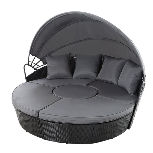Furniture > Outdoor - Gardeon Outdoor Lounge Setting Sofa Patio Furniture Wicker Garden Rattan Set Day Bed Black - Garden Yard