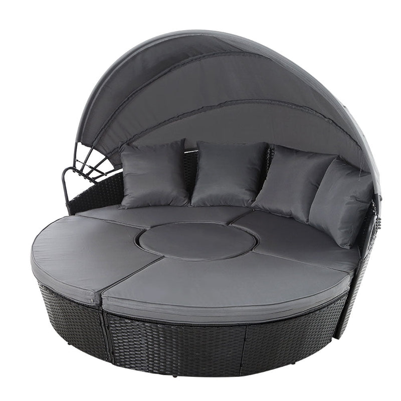 Furniture > Outdoor - Gardeon Outdoor Lounge Setting Sofa Patio Furniture Wicker Garden Rattan Set Day Bed Black - Garden Yard