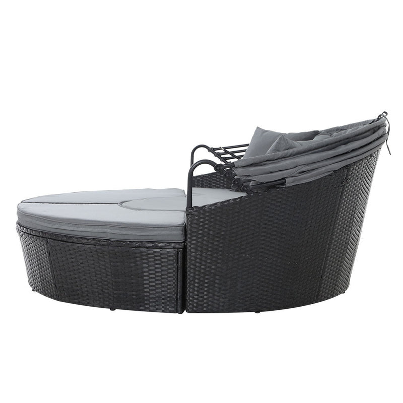 Furniture > Outdoor - Gardeon Outdoor Lounge Setting Sofa Patio Furniture Wicker Garden Rattan Set Day Bed Black - Garden Yard