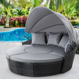 Furniture > Outdoor - Gardeon Outdoor Lounge Setting Sofa Patio Furniture Wicker Garden Rattan Set Day Bed Black - Garden Yard