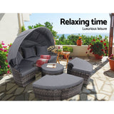 Furniture > Outdoor - Gardeon Outdoor Lounge Setting Sofa Patio Furniture Wicker Garden Rattan Set Day Bed Grey - Garden Yard
