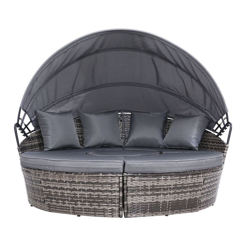 Furniture > Outdoor - Gardeon Outdoor Lounge Setting Sofa Patio Furniture Wicker Garden Rattan Set Day Bed Grey - Garden Yard