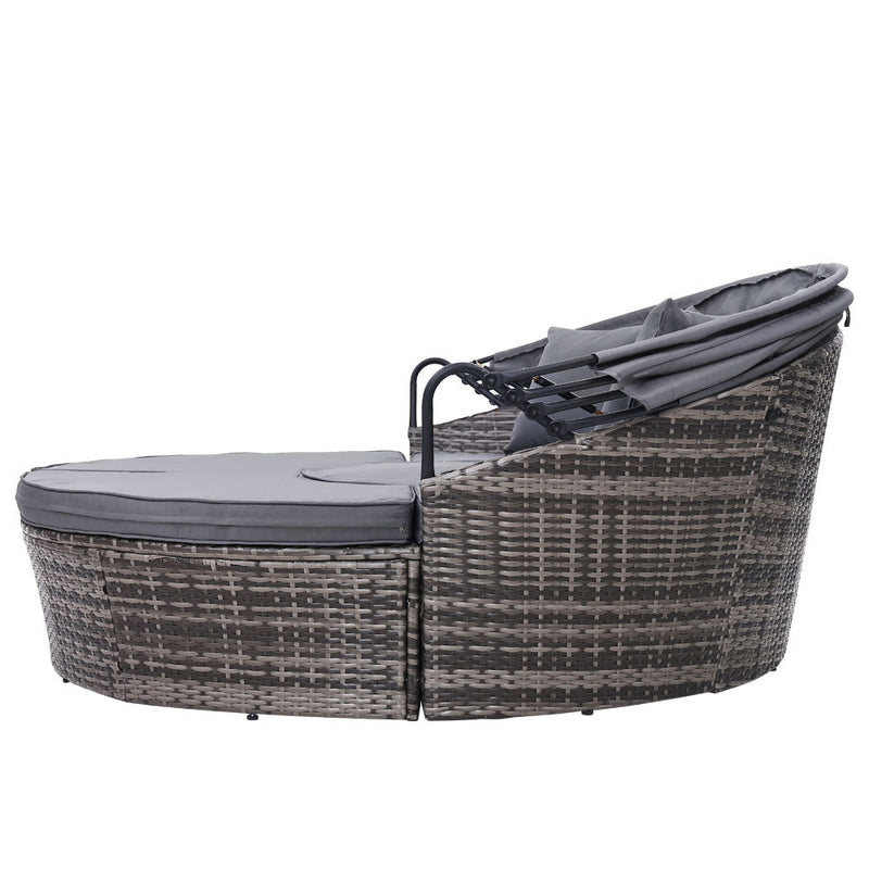 Furniture > Outdoor - Gardeon Outdoor Lounge Setting Sofa Patio Furniture Wicker Garden Rattan Set Day Bed Grey - Garden Yard