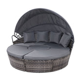 Furniture > Outdoor - Gardeon Outdoor Lounge Setting Sofa Patio Furniture Wicker Garden Rattan Set Day Bed Grey - Garden Yard