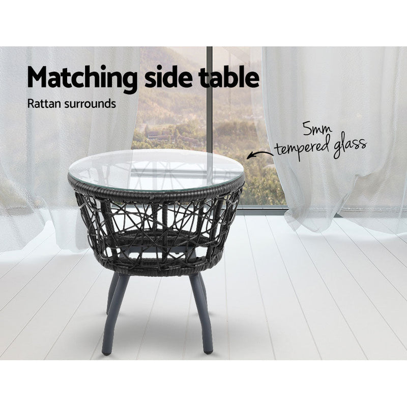 Furniture > Outdoor - Gardeon Outdoor Patio Chair and Table - Black - Garden Yard