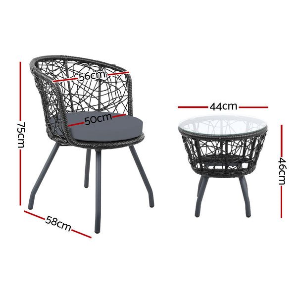 Furniture > Outdoor - Gardeon Outdoor Patio Chair and Table - Black - Garden Yard